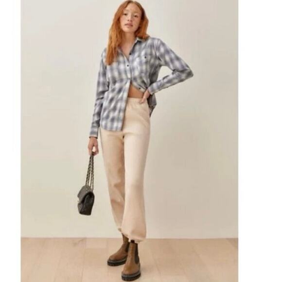 Reformation Jeans Classic Jogger Sweatpants in Buff Organic Cotton Size Large - Picture 1 of 6